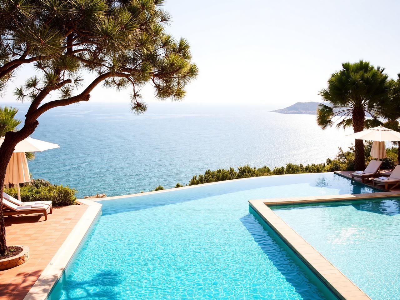 Boutique hotel pool overlooking the Mediterranean in Lloret de Mar